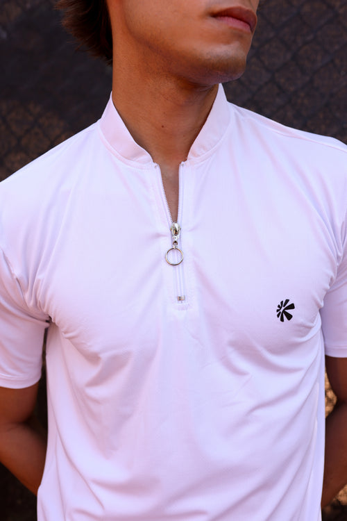 Polo Aero Zip Blanca